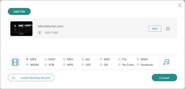 Бесплатно конвертируйте QuickTime MOV в MP4 онлайн