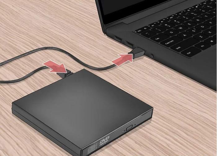 Conecte a unidade de DVD do laptop USB