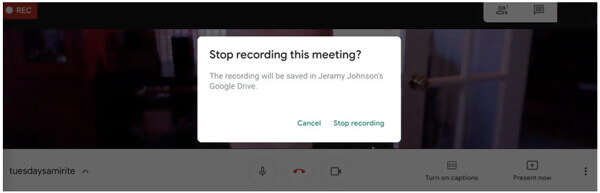 Google Meet での録画を停止する