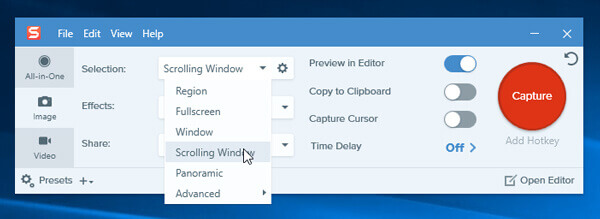 Ta Scrolling Screenshot Snagit