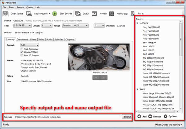 convert dvd to mp4 with handbrake