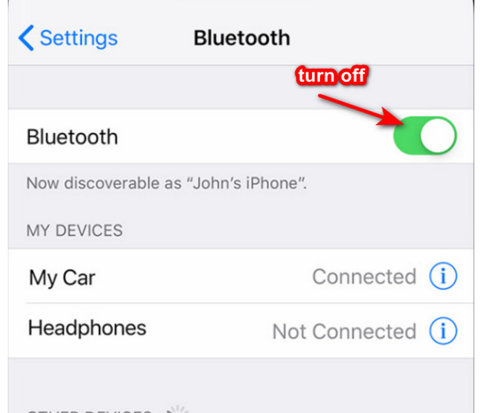 Koppla från Bluetooth