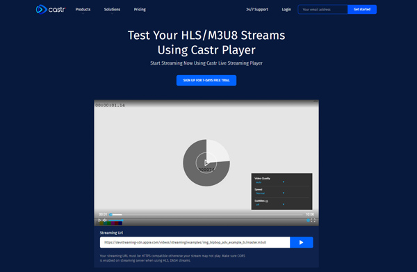 Lecteur de diffusion en direct Castr