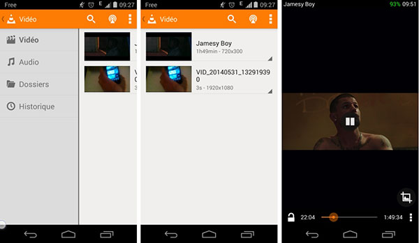 VLC spelar Avi-fil på Android