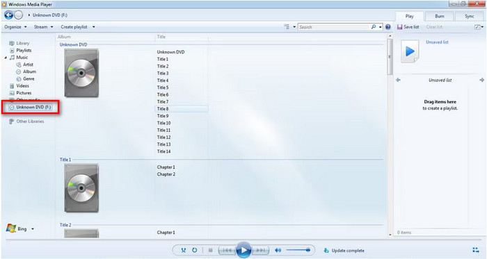 Windows Media Player Toista DVD