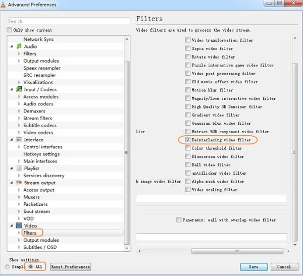 set vlc preferences