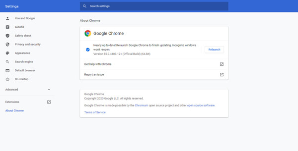 Chrome を更新する