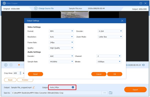 Change Output Settings