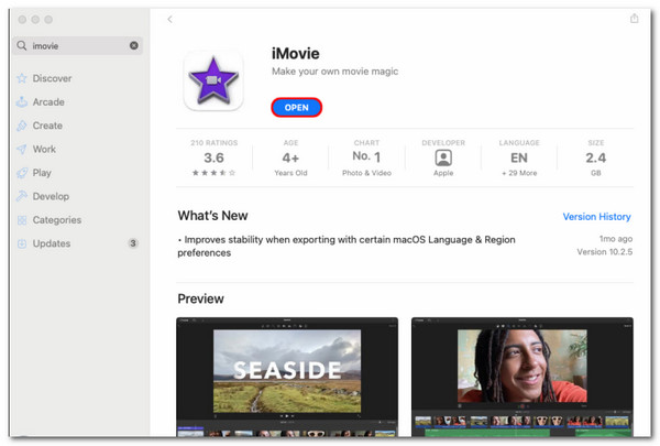 Apri iMovie su Mac