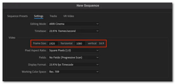 Premiere New Sequence Set Aspect Ratios