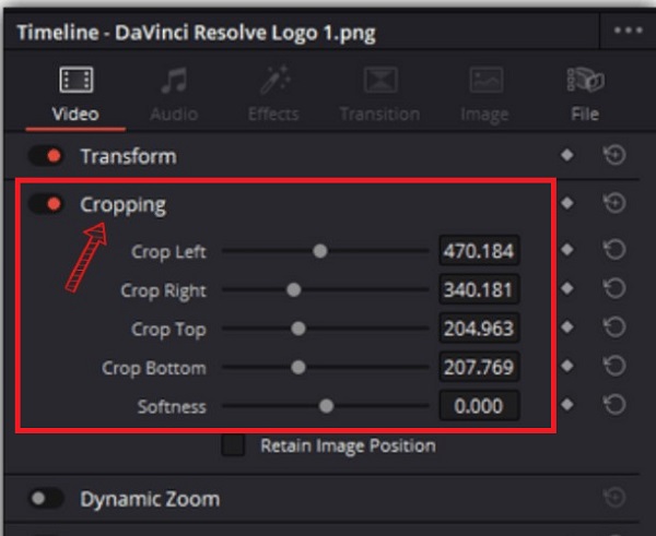 davinci resolve crop video