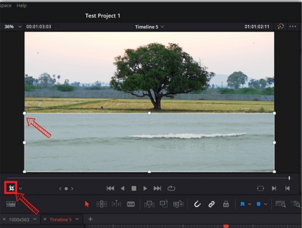 DaVinci resolve controles na tela