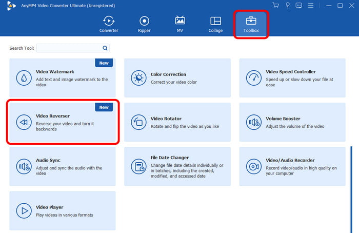 Klicken Sie auf die Video-Reverser-Toolbox