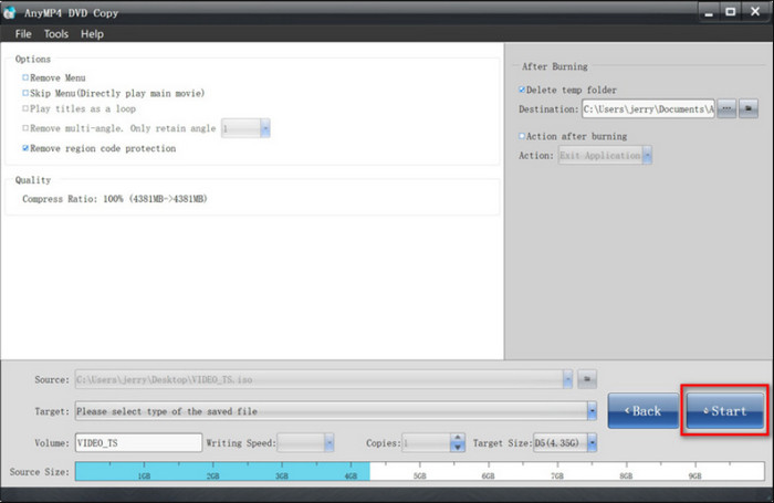 Copiar DVD Configurar Iniciar Convertir Dvd9 a Dvd5