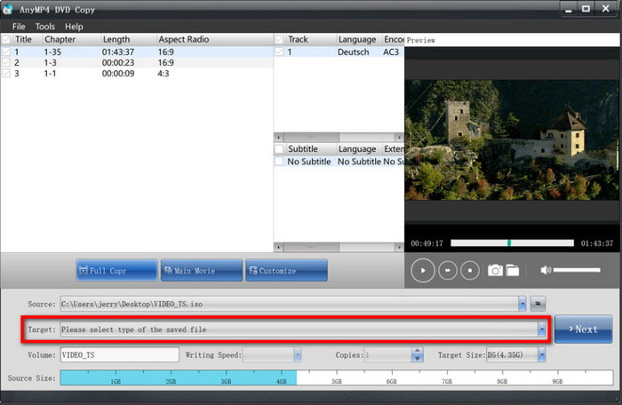 Dvd Copy Target Full Copy Main Movie Customize