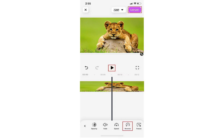 Filmora Vídeo reverso para iPhone