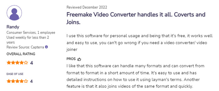 Freemake anmeldelse fra andre brugere1