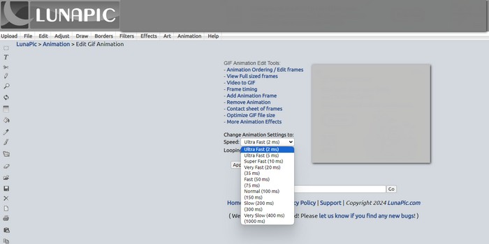 Lunapic GIF Hız Değiştirici