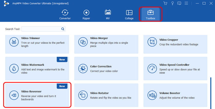 Inverseur vidéo de la section Boîte à outils