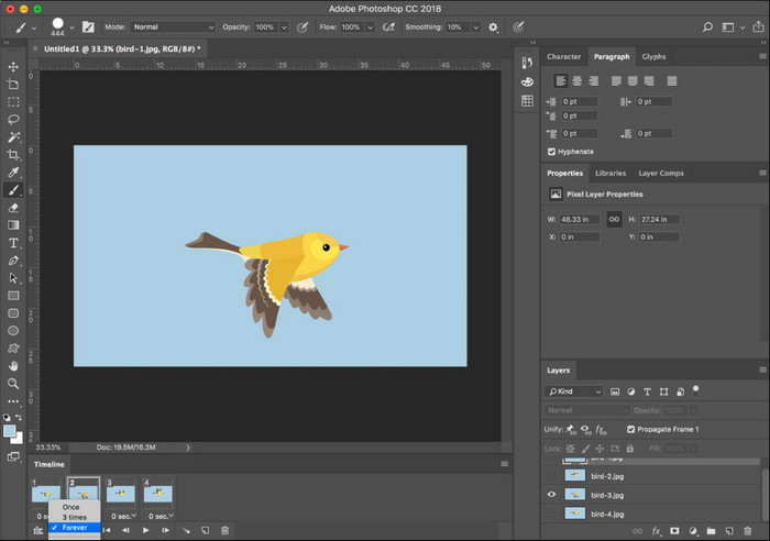 Editor di gif di Adobe Photoshop