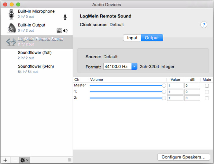 Audacity Mac Soundflower alapértelmezett kimenet