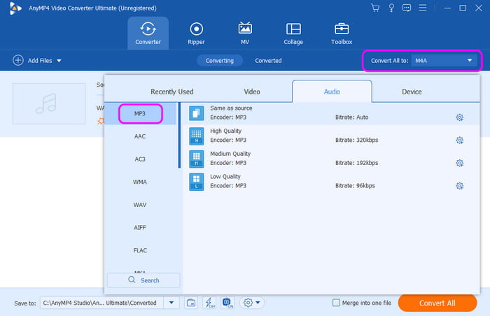 Audio Format Choose