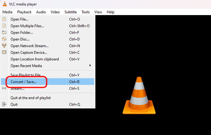 Cliquez sur Convertir l'option de sauvegarde VLC