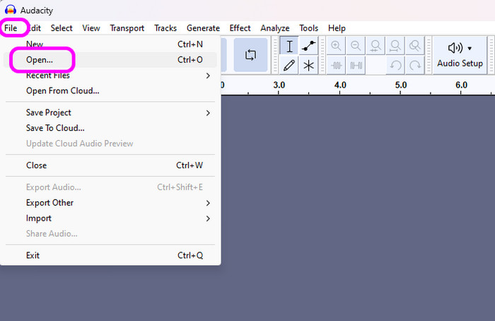 Ανοίξτε το αρχείο Wav Audacity