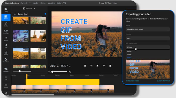 Creatore di gif animate Flixier