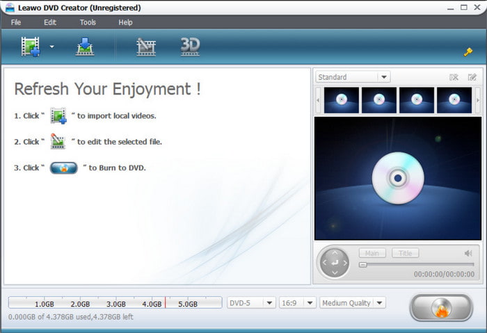 Software de grabación de MP4 a DVD Leawo DVD Creator