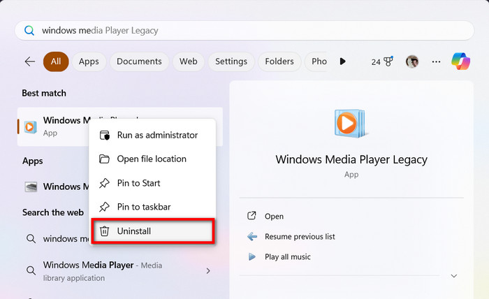 Metodo 6 Disinstalla e reinstalla Windows Media Player