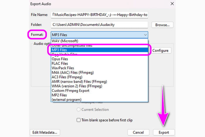 Guardar Audio Mp3 Audacity