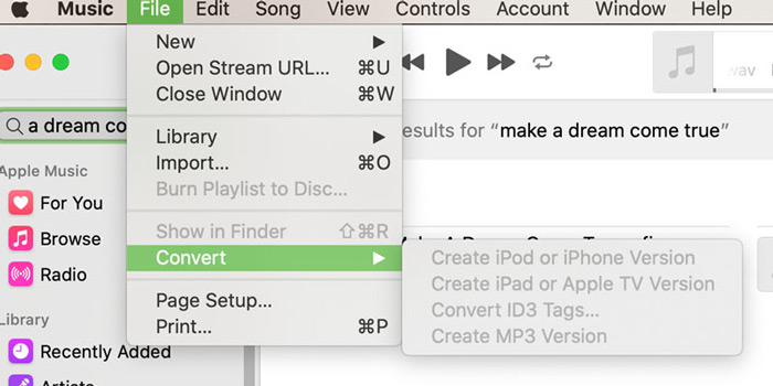 Utilice Apple Music para convertir Wav a Mp3