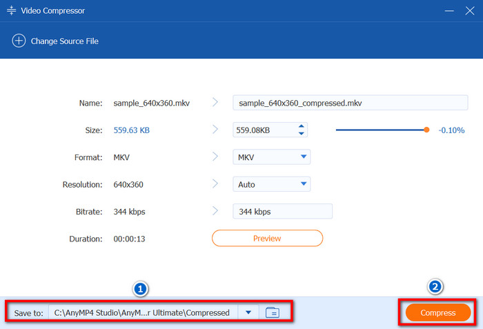 Video Converter Ultimate Video Compressor Lagre for å komprimere