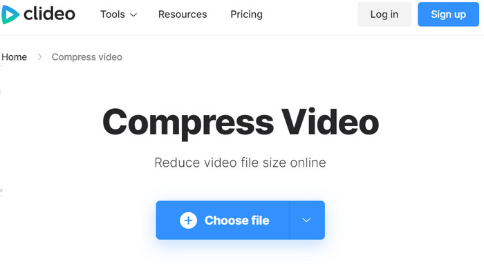 Clideo Upload File Compress Video for Whatsapp