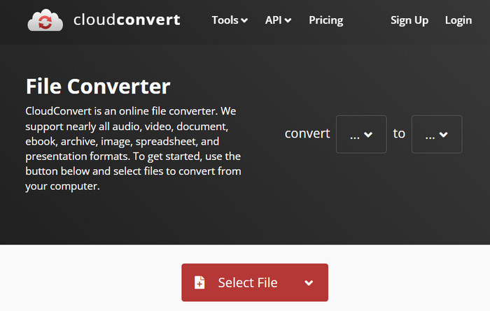 Cloudconvert Selecteer bestand