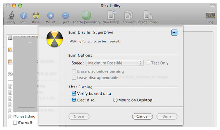 Disk Utility Interface