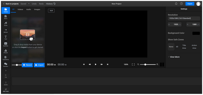 Flixier Online Screen Recorder Main Interface