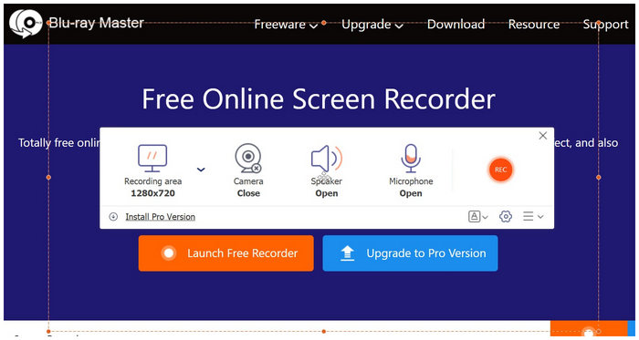 Gratis Screen Recorder Online Huvudgränssnitt