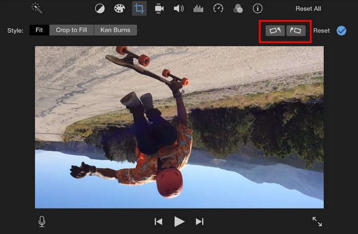 iMovie Clip In senso orario In senso antiorario Applica