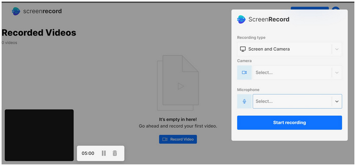 Invideo Screen Recorder Main Interface