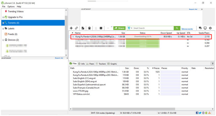 Proceso de descarga de sitios de terceros de Peacock