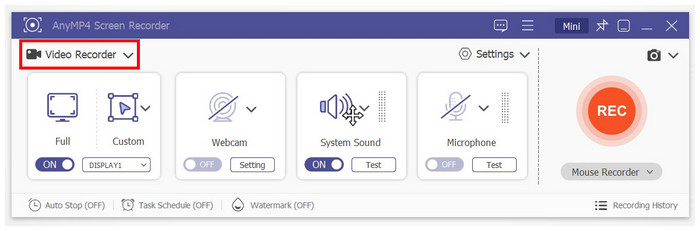 Screen Recorder Režim Video Recorder