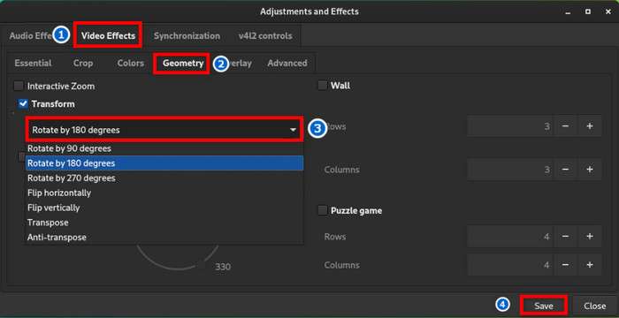 Efectos y filtros de VLC Efectos de video Geometría