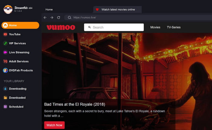 Strona internetowa Vumoo Popcorn Time