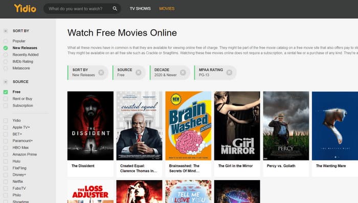 Yidio-nettsteder som Popcorn Time