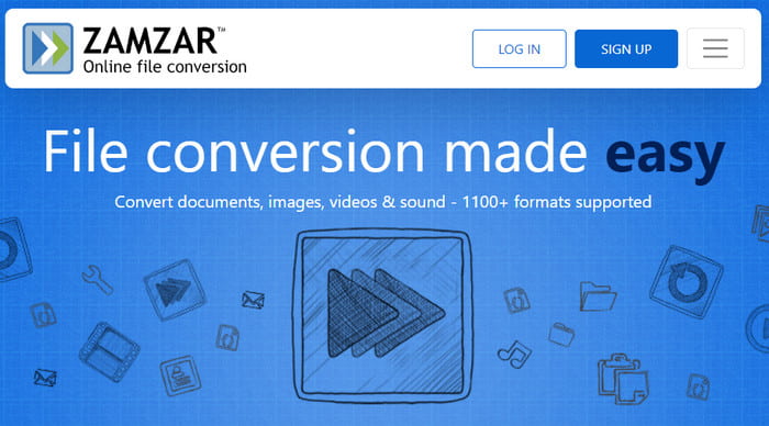 Zamzar Last opp filer Wav til Mp4 Converter