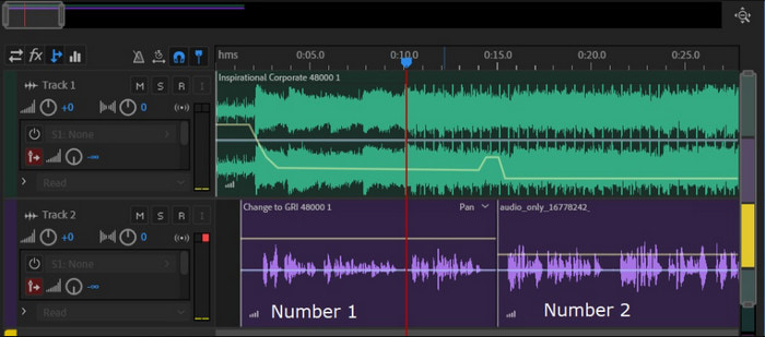 Exportation du panneau de mixage audio d'Adobe Audition Arrange