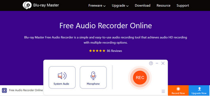 Kostenloser Audiorecorder von Bluraymaster online