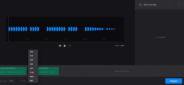 Clideo Organize Crossfade Export